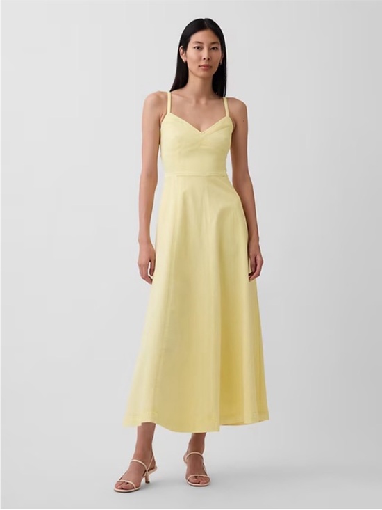 GAP Dresses & Skirts - NWT! GAP Pale Banana Yellow Denim Seamed Corset Maxi Dress - Medium